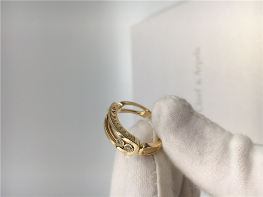 Women's 18K Paris Jewelry Yellow Gold Half Empety 3 Moving Diamond Ring