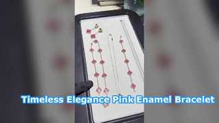 Bracelet Alhambra Vintage à 5 Motifs en Émail Rose
