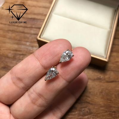 18K Gold Pear Cut Lab Grown Diamond Stud Earrings VVS-VS Clarity