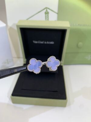 VCARP2R200 Magic Alhambra Earrings 2 Motifs 18K Rose Gold Diamond