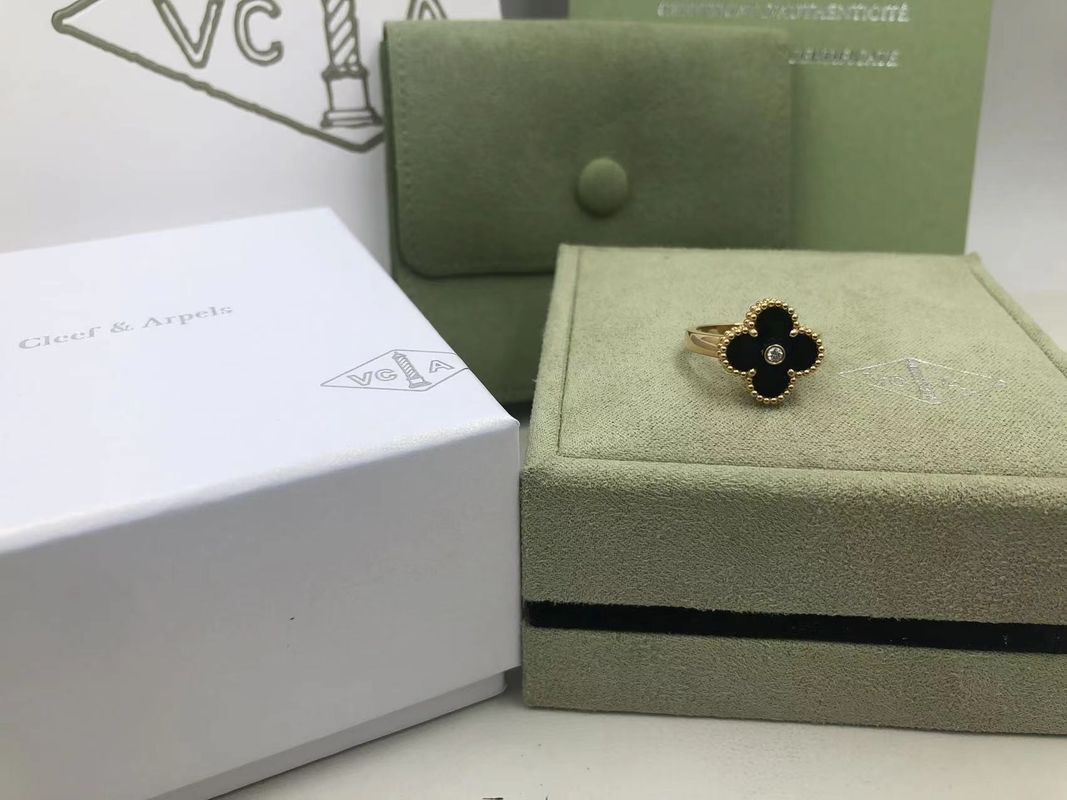 Qualité Diamant de Van Cleef And Arpels Vintage Alhambra Ring Yellow Gold Onyx Round usine