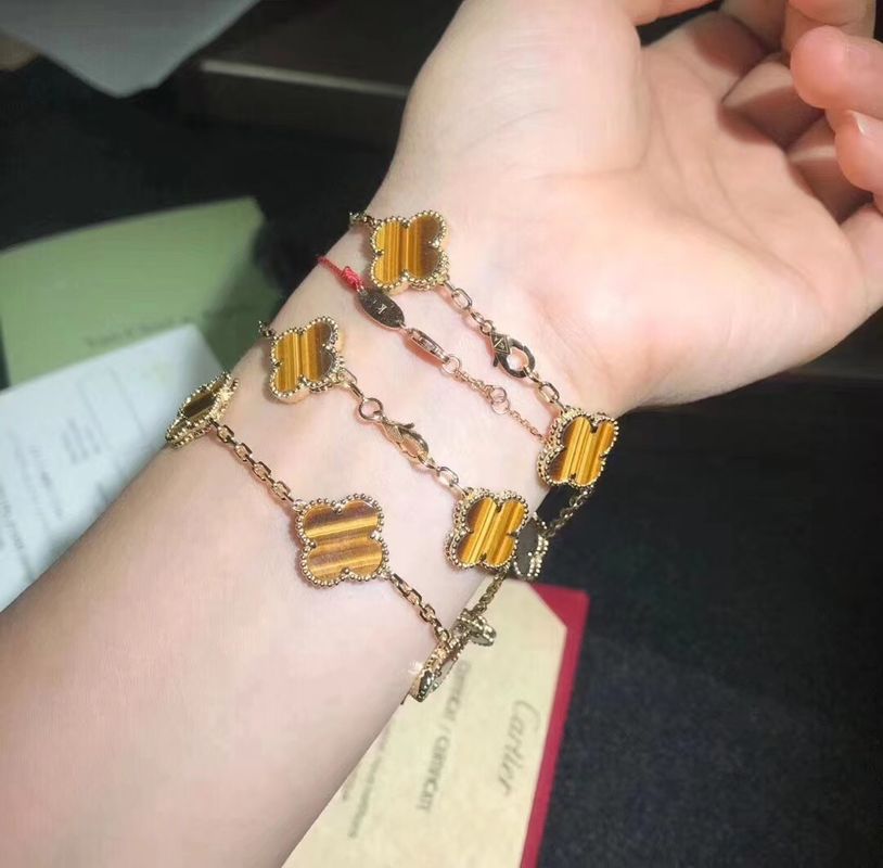 Qualité or 18K et vrai cru Alhambra Bracelet de motifs de Van Cleef And Arpels 5 de diamants usine