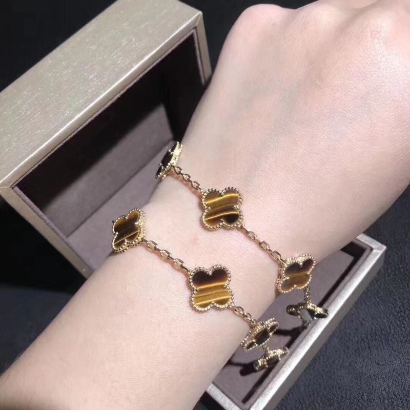 Qualité or 18K et vrai cru Alhambra Bracelet de motifs de Van Cleef And Arpels 5 de diamants usine