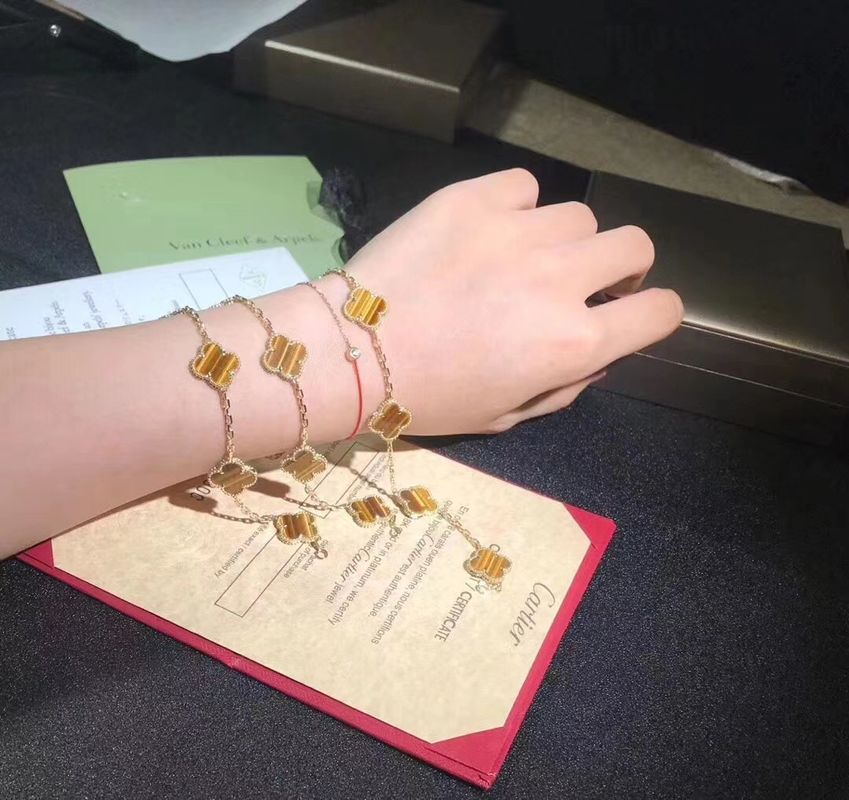 Qualité or 18K et vrai cru Alhambra Bracelet de motifs de Van Cleef And Arpels 5 de diamants usine