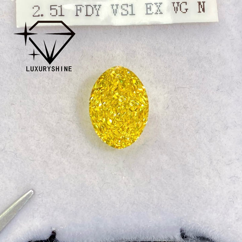 Qualité LuxuryShine VVS-VS Diamant de laboratoire Fancy Yellow/Light Yellow/Fancy Intense/Vivid Yellow 1CT 2CT 3CT 4CT 5CT Taille Ovale Excellent Avec Certificat & Bijoux Personnalisés usine