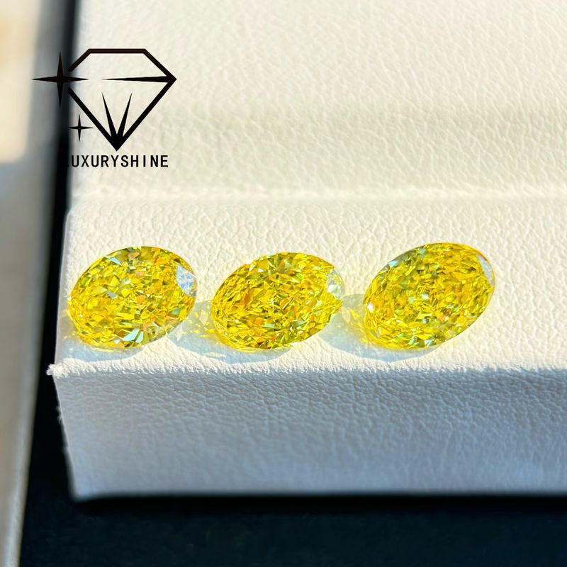 Qualité LuxuryShine VVS-VS Diamant de laboratoire Fancy Yellow/Light Yellow/Fancy Intense/Vivid Yellow 1CT 2CT 3CT 4CT 5CT Taille Ovale Excellent Avec Certificat & Bijoux Personnalisés usine