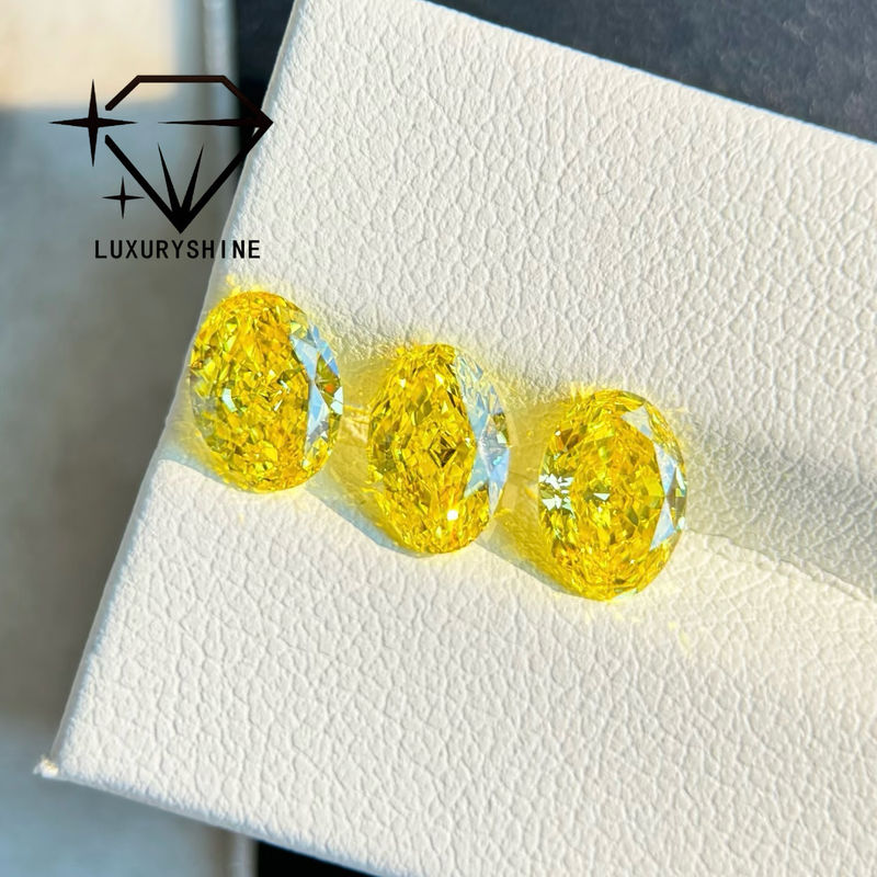Qualité LuxuryShine VVS-VS Diamant de laboratoire Fancy Yellow/Light Yellow/Fancy Intense/Vivid Yellow 1CT 2CT 3CT 4CT 5CT Taille Ovale Excellent Avec Certificat & Bijoux Personnalisés usine