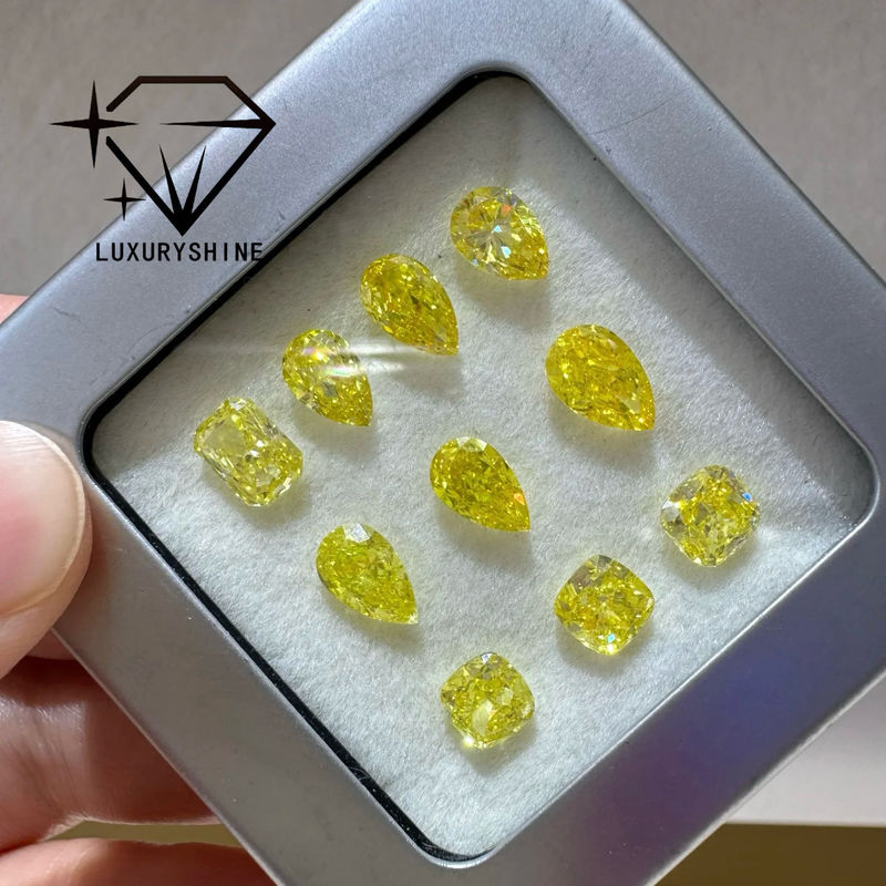 Qualité LuxuryShine VVS-VS Diamant de laboratoire Fancy Yellow/Light Yellow/Fancy Intense/Vivid Yellow 1CT 2CT 3CT 4CT 5CT Taille Ovale Excellent Avec Certificat & Bijoux Personnalisés usine