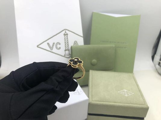 Qualité Diamant de Van Cleef And Arpels Vintage Alhambra Ring Yellow Gold Onyx Round usine