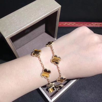 Qualité or 18K et vrai cru Alhambra Bracelet de motifs de Van Cleef And Arpels 5 de diamants usine