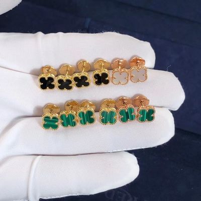 Qualité VCA Mini Alhambra Earrings 18k Rose White Gold Malachite Sweet jaune Alhambra Earstuds usine