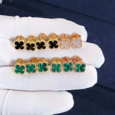 Qualité VCA Mini Alhambra Earrings 18k Rose White Gold Malachite Sweet jaune Alhambra Earstuds usine