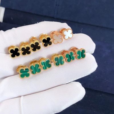 Qualité VCA Mini Alhambra Earrings 18k Rose White Gold Malachite Sweet jaune Alhambra Earstuds usine