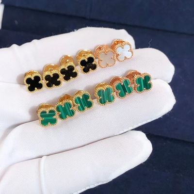 Qualité VCA Mini Alhambra Earrings 18k Rose White Gold Malachite Sweet jaune Alhambra Earstuds usine