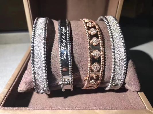 Qualité Vrai bracelet moyen Rose Yellow Gold blanche de signature de Perlee de l'or 18k du modèle VCA usine