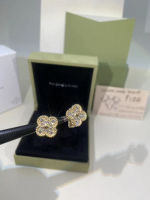 Qualité Or jaune d'Alhambra Earrings 18k de cru de VCA/Rose Gold/or blanc avec la pierre gemme usine