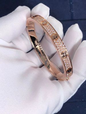 Qualité Bracelet fin d'amour de rangée de voiture de bijoux Diamond Paved White/Rose/bracelet jaune de l'or 18K usine
