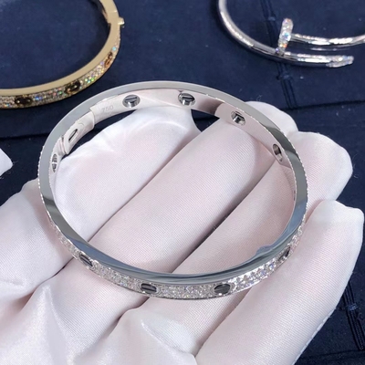 Bracelet à extrémité élevé Diamond Paved For Women ' S d'AMOUR de rangée de voiture d'or des bijoux 18K