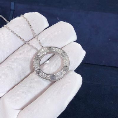 Qualité Or blanc adapté aux besoins du client du collier 18K d'AMOUR de rangée de voiture CONTRE des diamants pavés usine