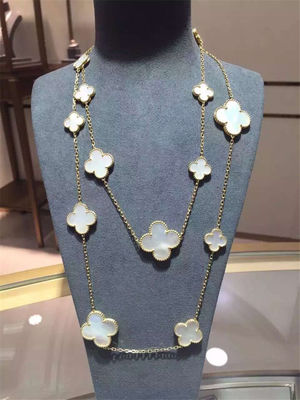 Qualité 16 motifs 18k Van Cleef et onyx nacré gris blanc Alhambra de long collier magique d'Arpels usine
