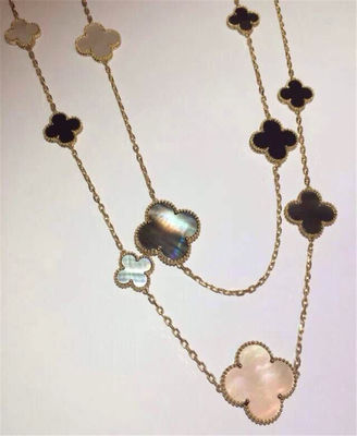 Qualité 16 motifs 18k Van Cleef et onyx nacré gris blanc Alhambra de long collier magique d'Arpels usine