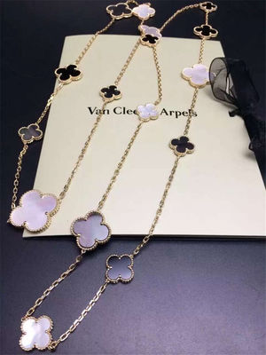 Qualité 16 motifs 18k Van Cleef et onyx nacré gris blanc Alhambra de long collier magique d'Arpels usine