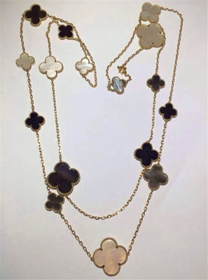 Qualité 16 motifs 18k Van Cleef et onyx nacré gris blanc Alhambra de long collier magique d'Arpels usine