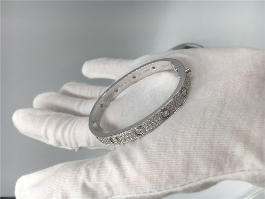 Qualité Diamond Bangle Bracelet simple, bracelet d'amour de l'or 18k blanc usine