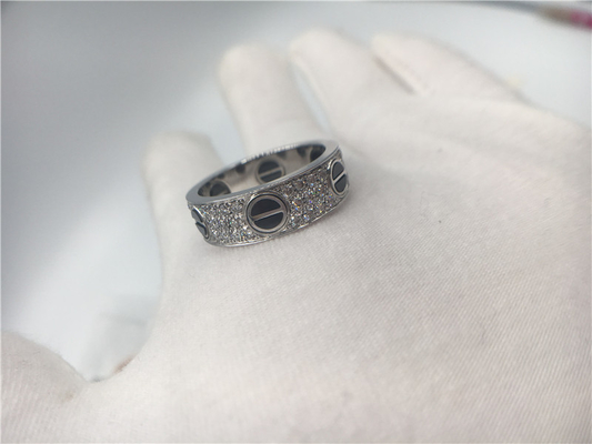Amour Ring With Diamonds de bijoux d'or blanc de B4207600 18K/en céramique