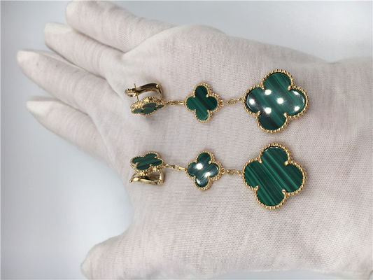 Qualité Boucles d'oreille vertes de Vca Alhambra de l'or 18k, boucles d'oreille de Van Cleef Onyx avec de la malachite usine