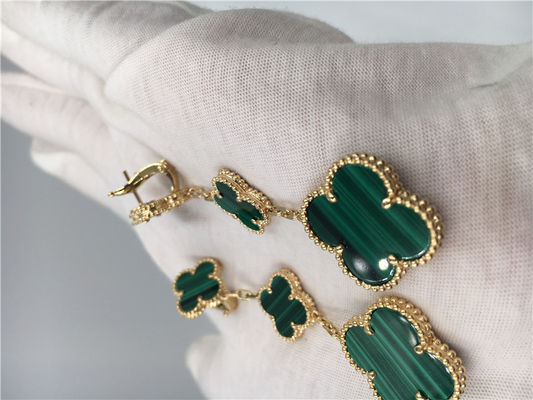 Qualité Boucles d'oreille vertes de Vca Alhambra de l'or 18k, boucles d'oreille de Van Cleef Onyx avec de la malachite usine