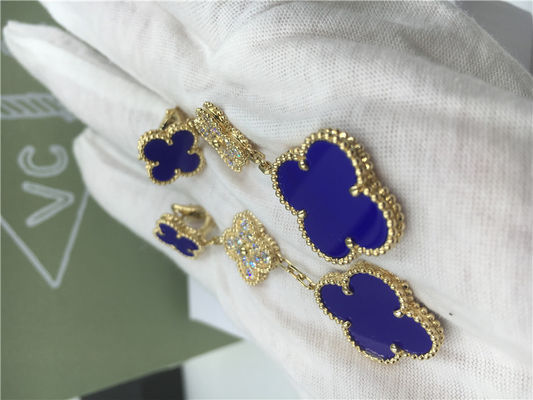 Qualité Boucles d'oreille de VCARO9II00 Van Cleef Vintage Alhambra avec de la malachite/diamant usine