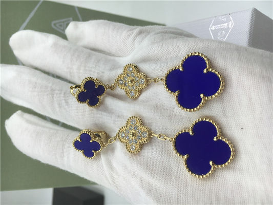 Qualité Boucles d'oreille de VCARO9II00 Van Cleef Vintage Alhambra avec de la malachite/diamant usine
