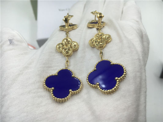 Qualité Boucles d'oreille de VCARO9II00 Van Cleef Vintage Alhambra avec de la malachite/diamant usine