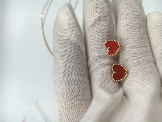 Qualité Cornaline en forme de coeur de boucles d'oreille de Van Cleef Alhambra avec de l'or de 18k Rose usine