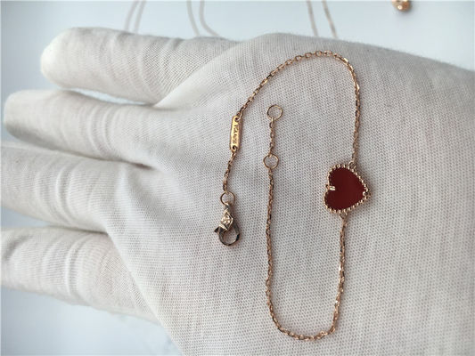 Qualité Bracelet doux de coeur d'Alhambra de bijoux d'or des jeunes dames 18K avec la cornaline usine