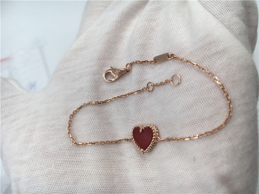Qualité Bracelet doux de coeur d'Alhambra de bijoux d'or des jeunes dames 18K avec la cornaline usine