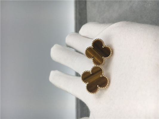 Qualité Or jaune des boucles d'oreille 18k d'Alhambra de cru de Van Cleef Arpels avec le d'amourette de bois usine