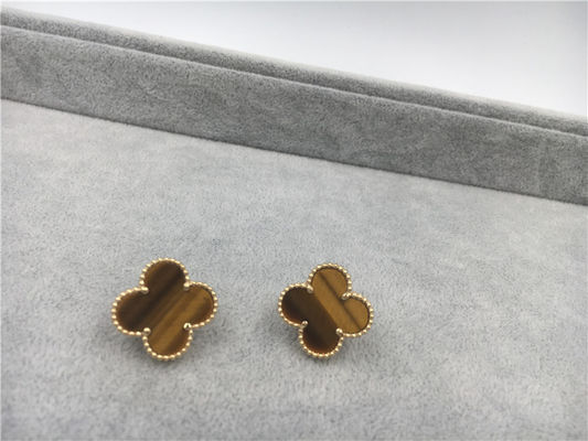 Qualité Or jaune des boucles d'oreille 18k d'Alhambra de cru de Van Cleef Arpels avec le d'amourette de bois usine