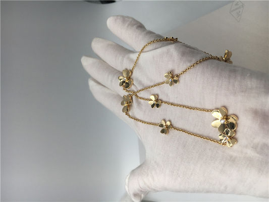 Qualité collier de l'or 18k jaune avec les diamants ronds, collier de 9 Flowers Van Cleef Frivole usine