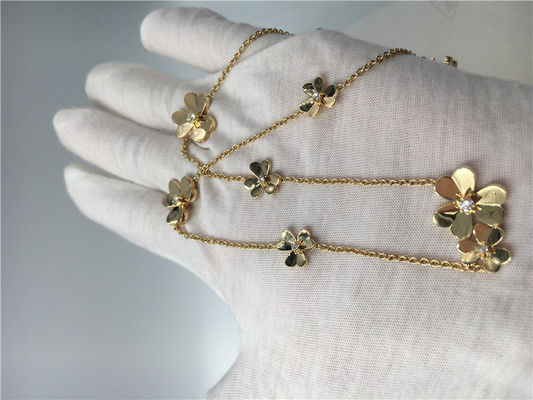 Qualité collier de l'or 18k jaune avec les diamants ronds, collier de 9 Flowers Van Cleef Frivole usine