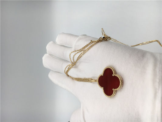 Qualité collier de chaîne de l'or 18k avec la cornaline, collier simple d'or aucun diamant usine