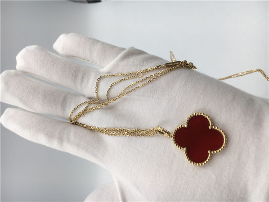 Qualité collier de chaîne de l'or 18k avec la cornaline, collier simple d'or aucun diamant usine