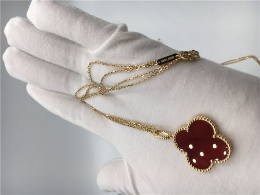 Qualité collier de chaîne de l'or 18k avec la cornaline, collier simple d'or aucun diamant usine