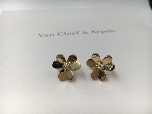 Qualité Les boucles d'oreille uniques d'or du diamant 18K de lustre avec le pétale en forme de coeur conçoivent usine