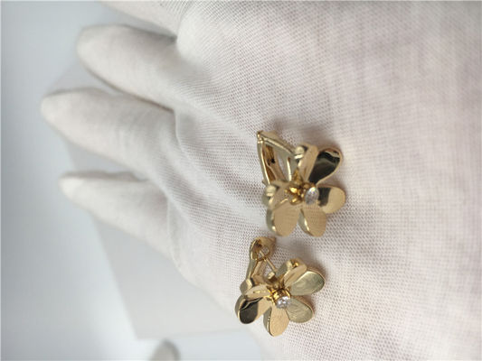 Qualité Les boucles d'oreille uniques d'or du diamant 18K de lustre avec le pétale en forme de coeur conçoivent usine