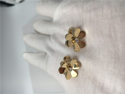 Qualité Les boucles d'oreille uniques d'or du diamant 18K de lustre avec le pétale en forme de coeur conçoivent usine