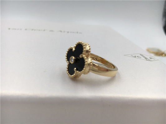 Qualité Cru rond Alhambra d'anneau d'or de diamant/onyx 18K pour épouser/fiançailles usine