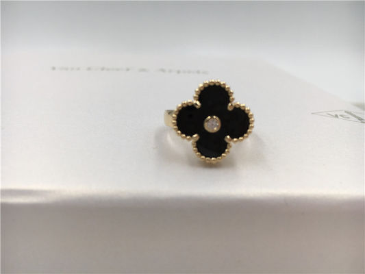 Qualité Cru rond Alhambra d'anneau d'or de diamant/onyx 18K pour épouser/fiançailles usine