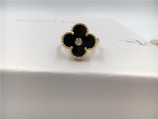 Qualité Cru rond Alhambra d'anneau d'or de diamant/onyx 18K pour épouser/fiançailles usine